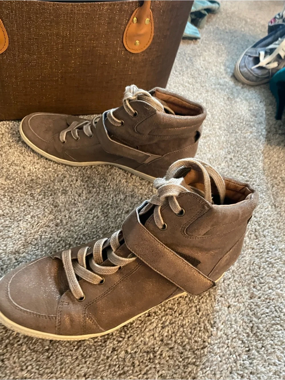 Paul Green Brown Wedge High-Top Sneakers